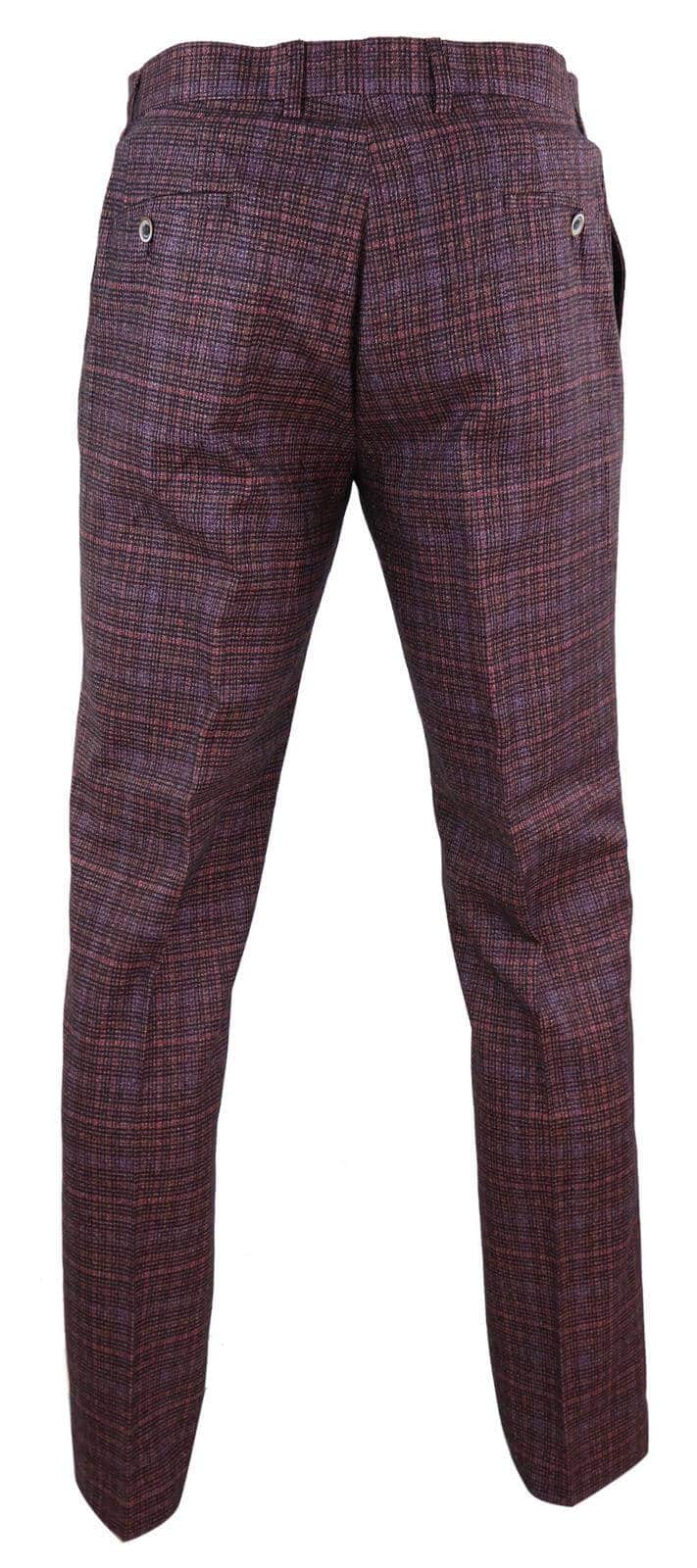Calças masculinas vintage xadrez vinho/bordô - Cavani Carly