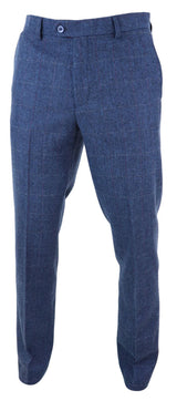 Calças masculinas de tweed xadrez azul - Cavani Carnegi