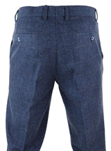 Calças masculinas de tweed xadrez azul - Cavani Carnegi