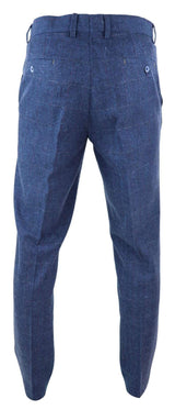 Calças masculinas de tweed xadrez azul - Cavani Carnegi