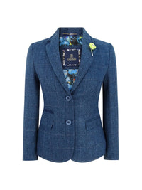 Blazer feminino formal em tweed azul