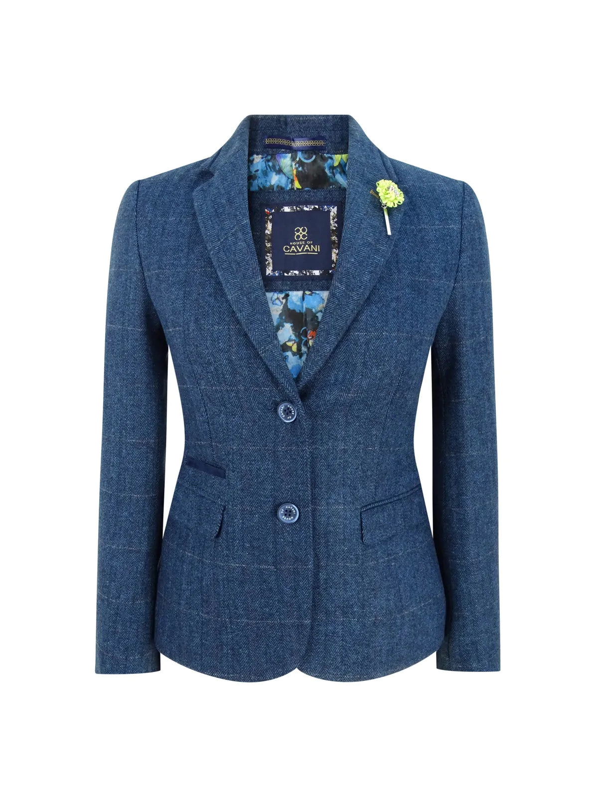 Blazer feminino formal em tweed azul