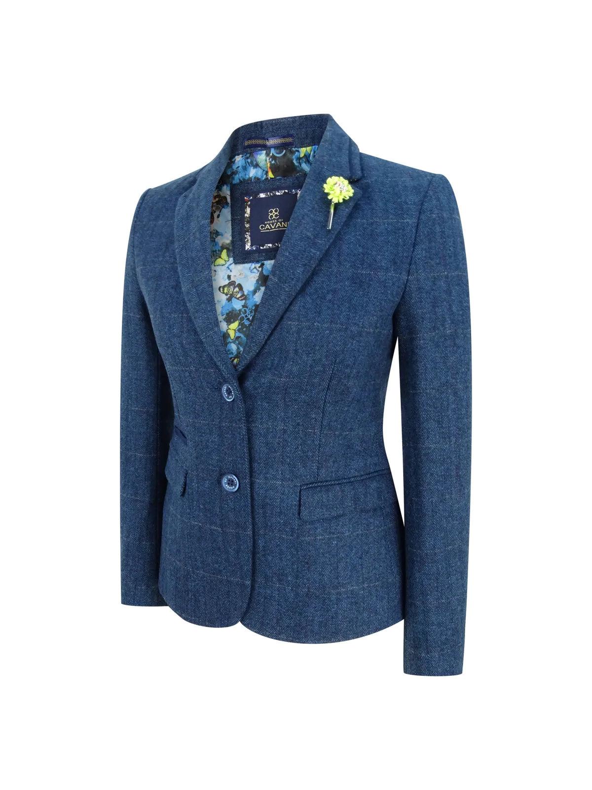 Blazer feminino formal em tweed azul