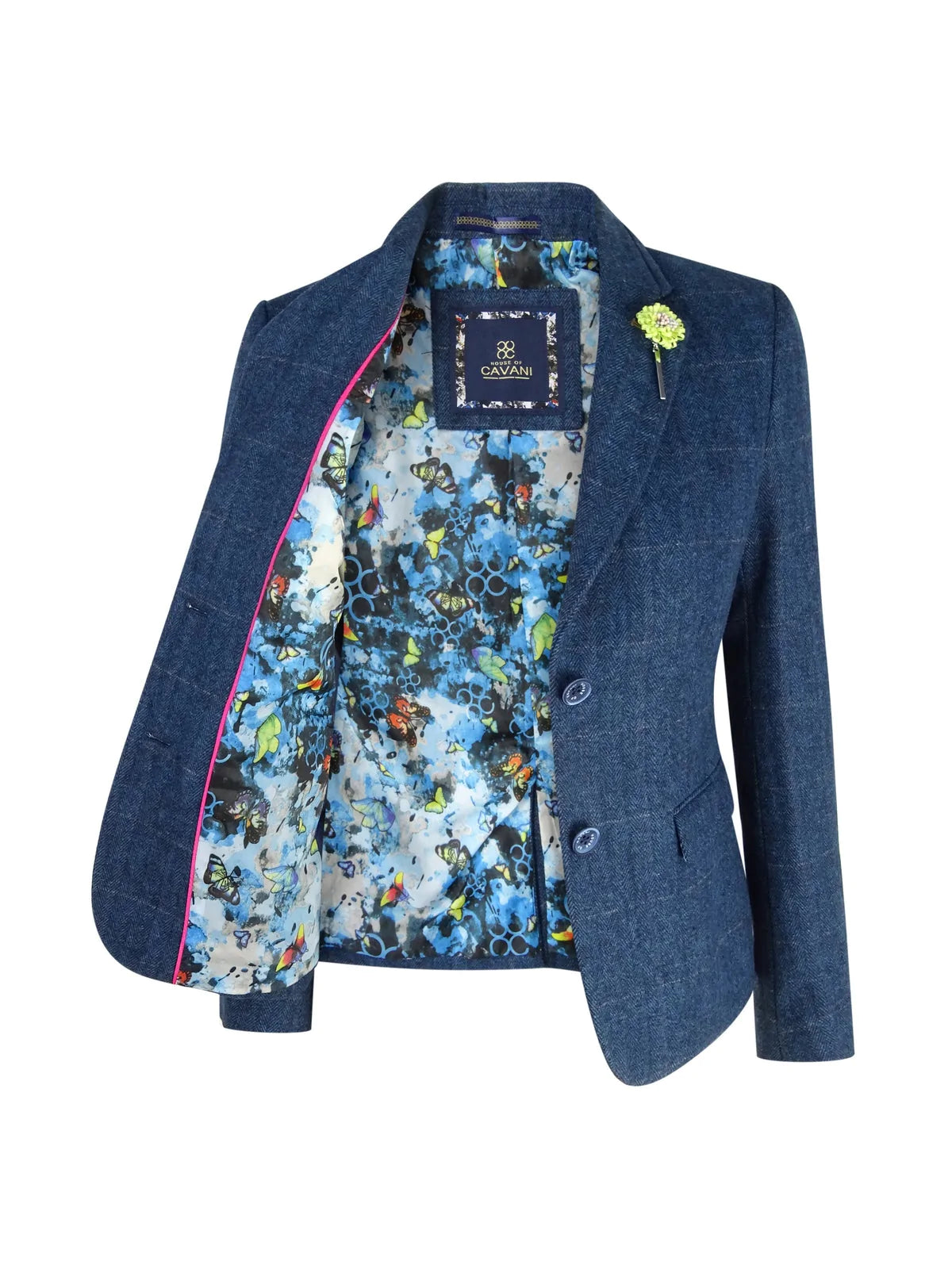 Blazer feminino formal em tweed azul