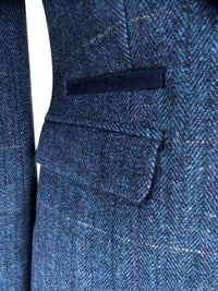 Blazer feminino formal em tweed azul