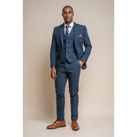 Carnegi - Blazer masculino em tweed xadrez azul-marinho