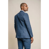 Carnegi - Blazer masculino em tweed xadrez azul-marinho