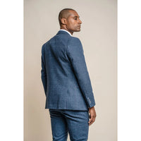 Carnegi - Blazer masculino em tweed xadrez azul-marinho