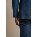 Carnegi - Blazer masculino em tweed xadrez azul-marinho