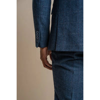 Carnegi - Blazer masculino em tweed xadrez azul-marinho