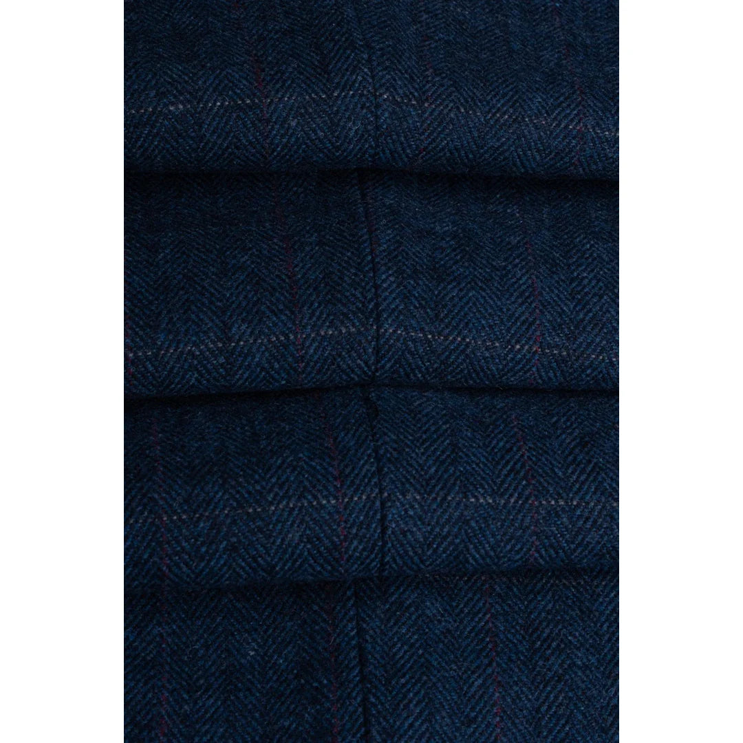 Carnegi - Blazer masculino em tweed xadrez azul-marinho