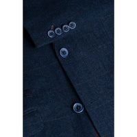 Carnegi - Blazer masculino em tweed xadrez azul-marinho