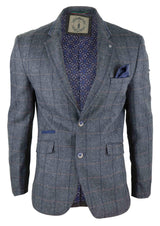 Blazer masculino vintage com estampa espinha de peixe - Cavani Albert - Cinza-carvão