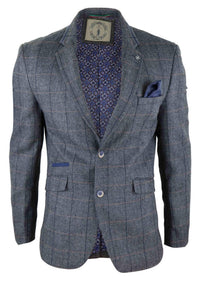 Blazer masculino vintage com estampa espinha de peixe - Cavani Albert - Cinza-carvão