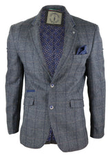 Blazer masculino vintage com estampa espinha de peixe - Cavani Albert - Cinza-carvão