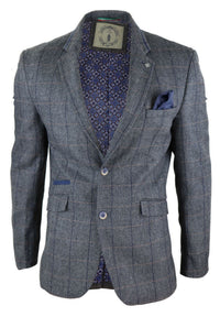 Blazer masculino vintage com estampa espinha de peixe - Cavani Albert - Cinza-carvão