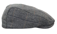 Boina masculina Cavani Albert em tweed - Boina vintage em lã tweed espinha de peixe - Marrom claro/Cinza carvão
