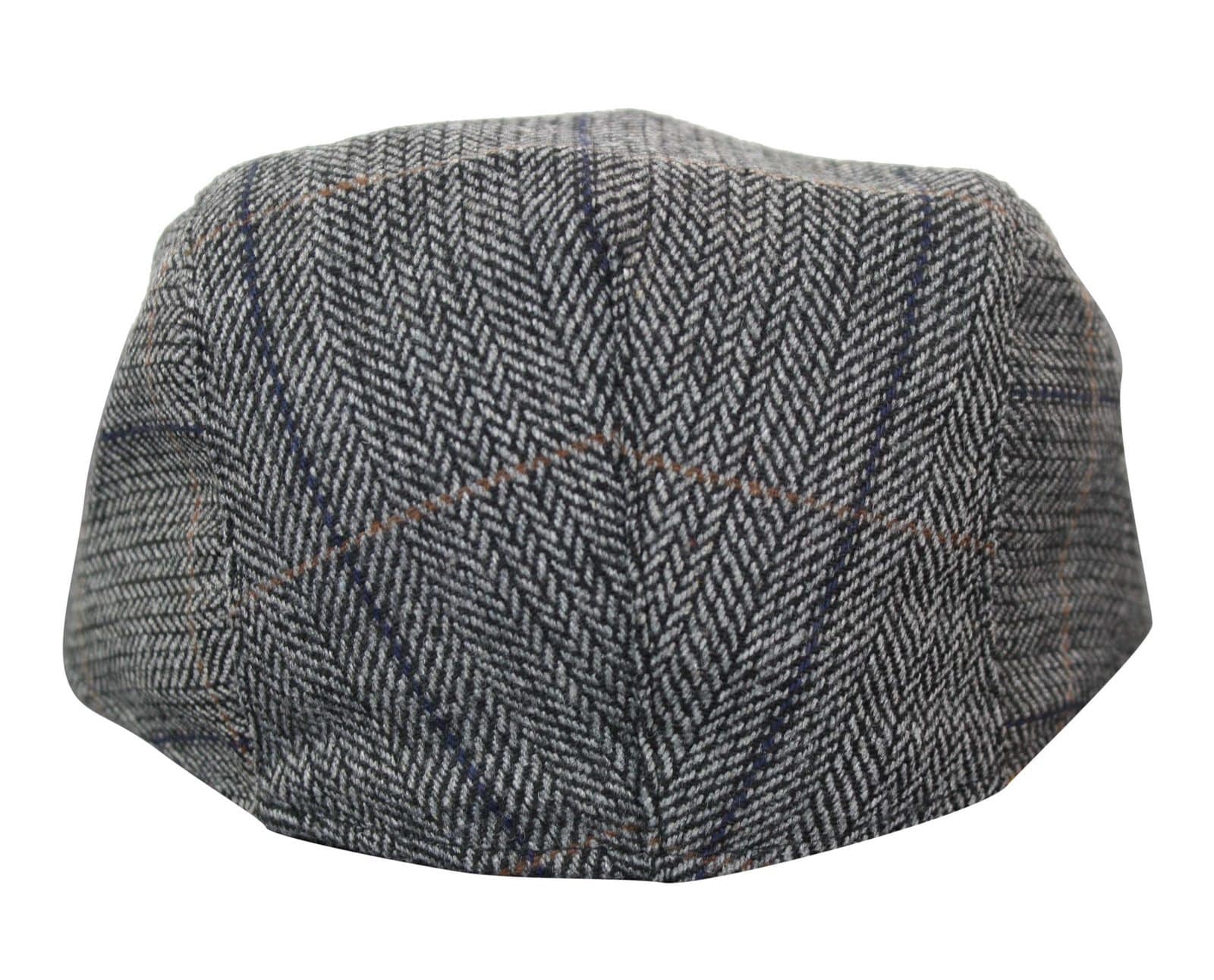 Boina masculina Cavani Albert em tweed - Boina vintage em lã tweed espinha de peixe - Marrom claro/Cinza carvão