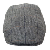 Boina masculina Cavani Albert em tweed - Boina vintage em lã tweed espinha de peixe - Marrom claro/Cinza carvão