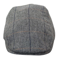 Boina masculina Cavani Albert em tweed - Boina vintage em lã tweed espinha de peixe - Marrom claro/Cinza carvão