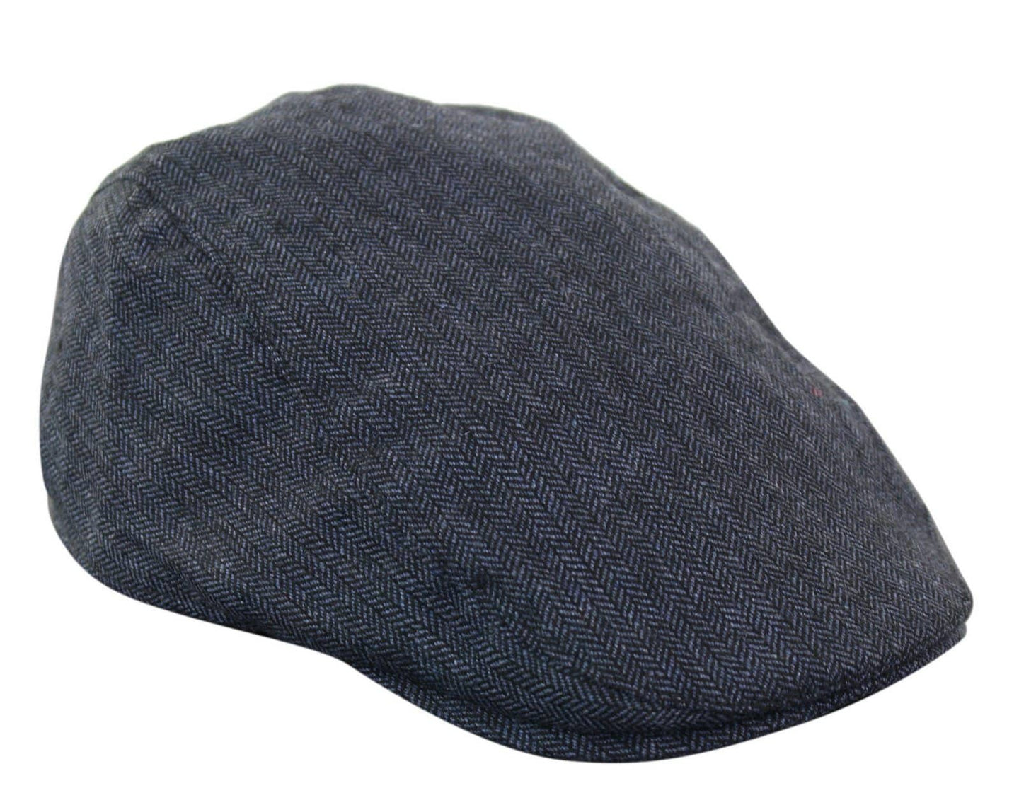 Chapéu Cavani Martez - Chapéu Masculino Estilo Avô, Azul Marinho, Boina Plana, Estampa Espinha de Peixe, Vintage, Retrô, Del Boy, Clássico, Gatsby, Peaky Blinders