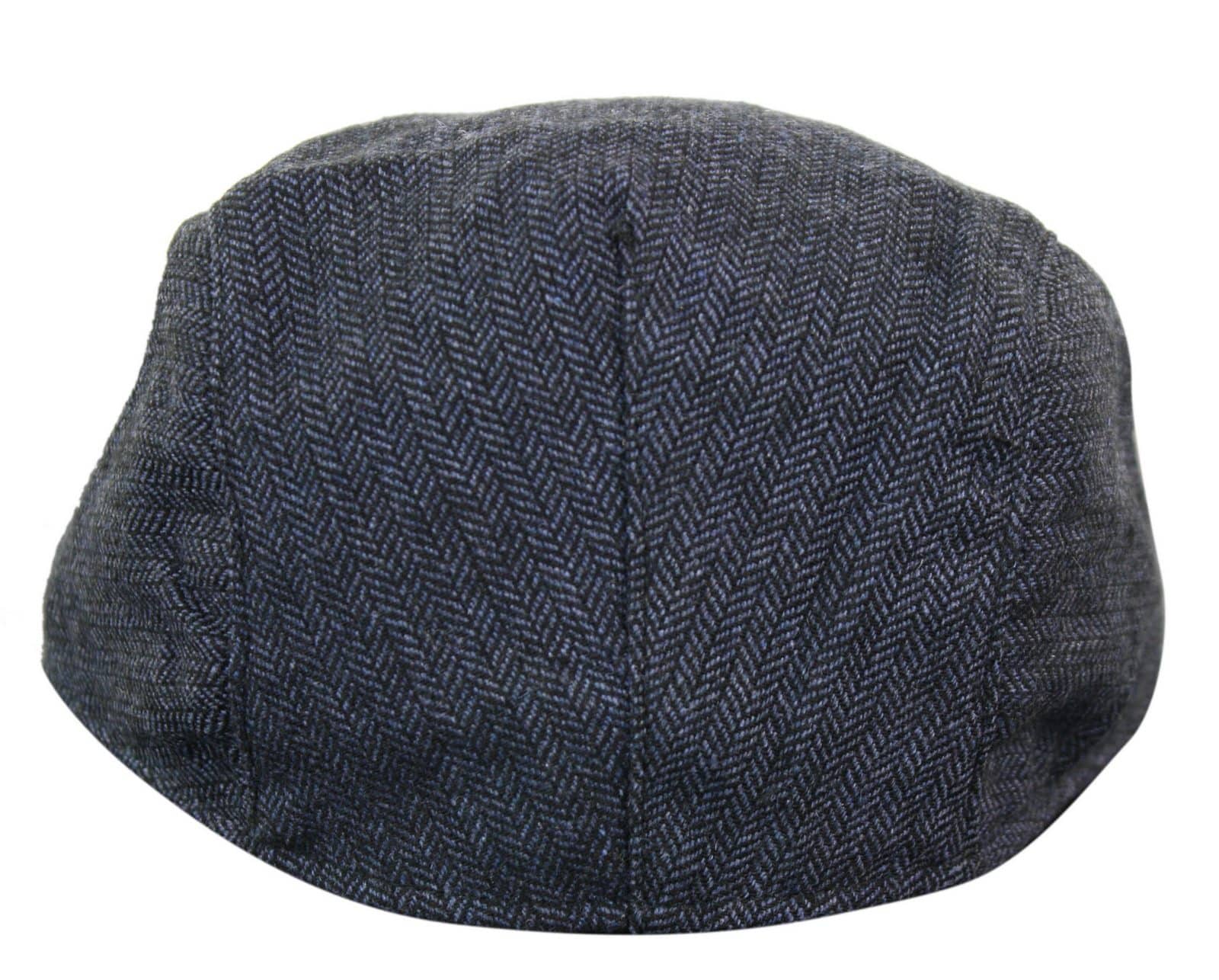 Chapéu Cavani Martez - Chapéu Masculino Estilo Avô, Azul Marinho, Boina Plana, Estampa Espinha de Peixe, Vintage, Retrô, Del Boy, Clássico, Gatsby, Peaky Blinders