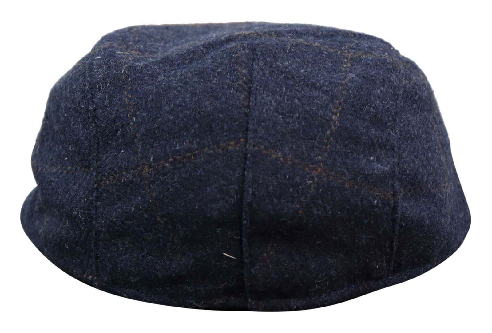 Boné Cavani Kempson Flat - Chapéu Vintage Masculino em Lã Tweed Xadrez - Verde Oliva/Azul Marinho