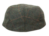 Boné Cavani Kempson Flat - Chapéu Vintage Masculino em Lã Tweed Xadrez - Verde Oliva/Azul Marinho