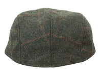 Boné Cavani Kempson Flat - Chapéu Vintage Masculino em Lã Tweed Xadrez - Verde Oliva/Azul Marinho
