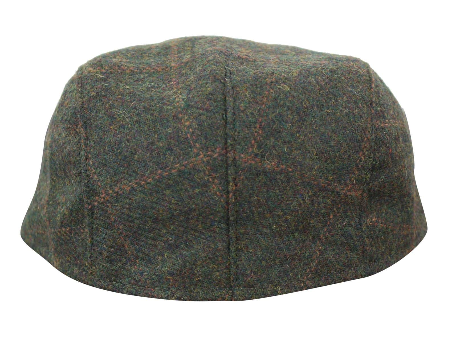Boné Cavani Kempson Flat - Chapéu Vintage Masculino em Lã Tweed Xadrez - Verde Oliva/Azul Marinho
