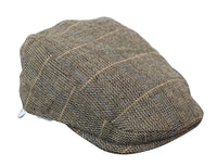 Boina masculina Cavani Albert em tweed - Boina vintage em lã tweed espinha de peixe - Marrom claro/Cinza carvão