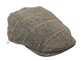 Boina masculina Cavani Albert em tweed - Boina vintage em lã tweed espinha de peixe - Marrom claro/Cinza carvão