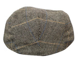 Boina masculina Cavani Albert em tweed - Boina vintage em lã tweed espinha de peixe - Marrom claro/Cinza carvão