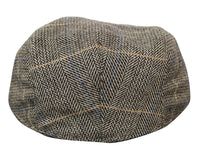 Boina masculina Cavani Albert em tweed - Boina vintage em lã tweed espinha de peixe - Marrom claro/Cinza carvão