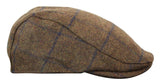 Boné Cavani Kempson Flat - Chapéu Vintage Masculino em Lã Tweed Xadrez - Verde Oliva/Azul Marinho