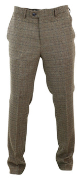 Calças masculinas de tweed marrom carvalho