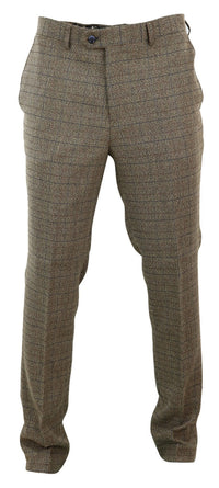 Calças masculinas de tweed marrom carvalho