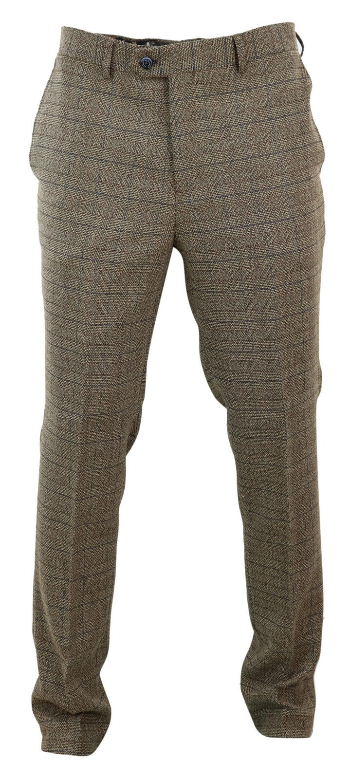 Calças masculinas de tweed marrom carvalho