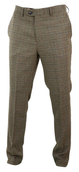Calças masculinas de tweed marrom carvalho