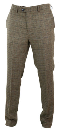 Calças masculinas de tweed marrom carvalho