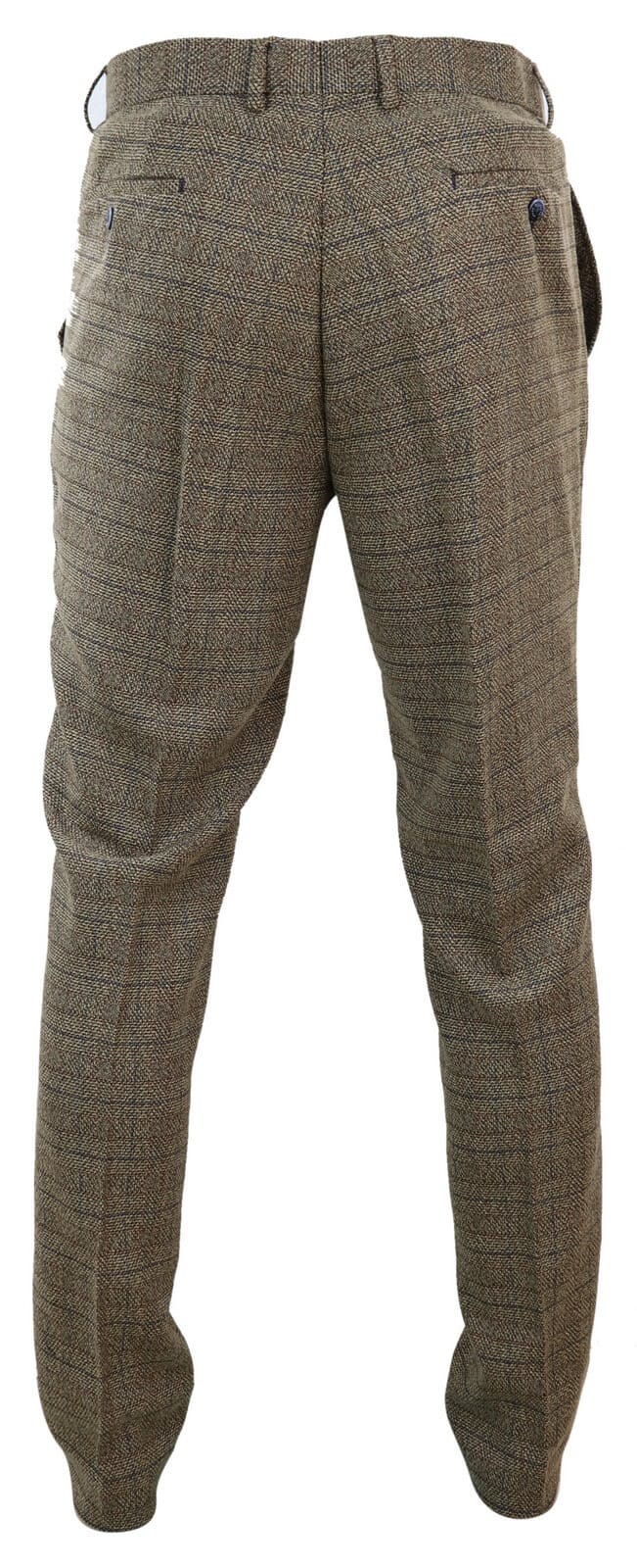 Calças masculinas de tweed marrom carvalho