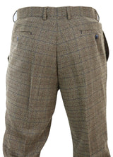 Calças masculinas de tweed marrom carvalho