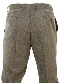 Calças masculinas de tweed marrom carvalho
