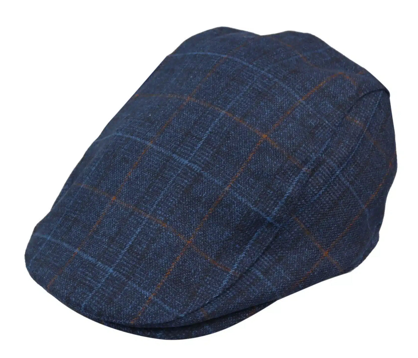 Boné masculino estilo avô, modelo Baker, azul-marinho, 8 painéis, em tweed, estilo vintage clássico e elegante, anos 1920.