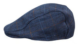 Boné masculino estilo avô, modelo Baker, azul-marinho, 8 painéis, em tweed, estilo vintage clássico e elegante, anos 1920.