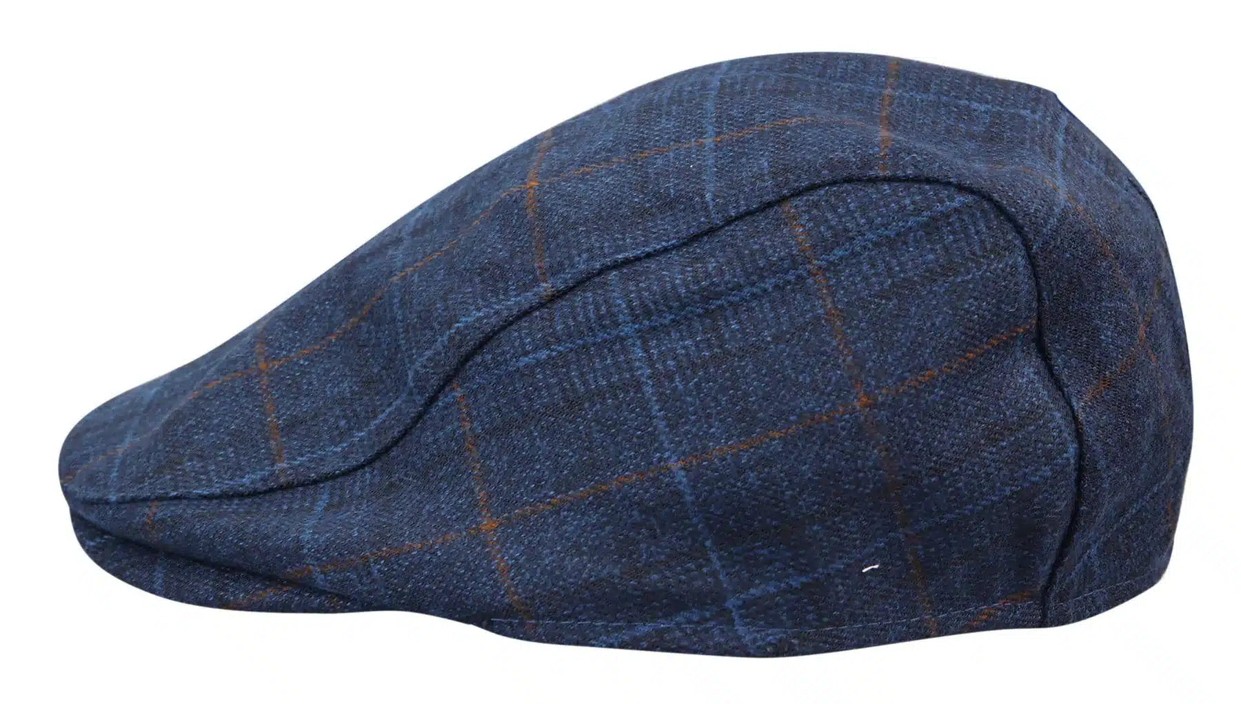 Boné masculino estilo avô, modelo Baker, azul-marinho, 8 painéis, em tweed, estilo vintage clássico e elegante, anos 1920.