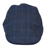 Boné masculino estilo avô, modelo Baker, azul-marinho, 8 painéis, em tweed, estilo vintage clássico e elegante, anos 1920.