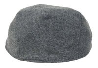 Boné masculino estilo boina, modelo Baker Boy, 8 painéis, em tweed espinha de peixe cinza vintage.