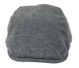 Boné masculino estilo boina, modelo Baker Boy, 8 painéis, em tweed espinha de peixe cinza vintage.