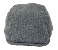 Boné masculino estilo boina, modelo Baker Boy, 8 painéis, em tweed espinha de peixe cinza vintage.